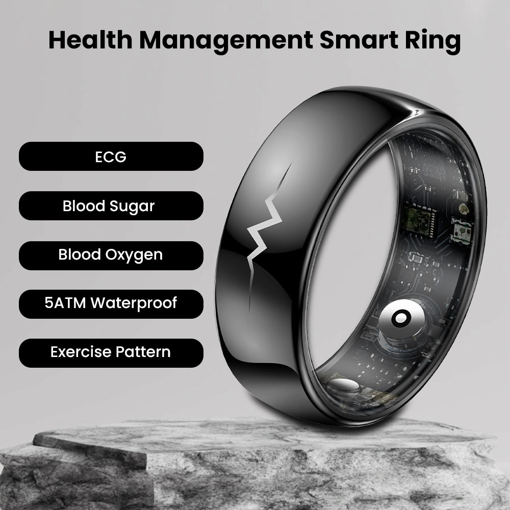 Bearscome R06 Blood Glucose ECG/EKG Blood Pressure Monitoring AI Health Analysis Smart Ring