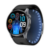 Bearscome Max 6 High-end Flagship Air Pump Blood Pressure ECG Blood Sugar Blood Oxygen Monitoring SmartWatch - Black leather