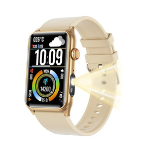 Bearscome Flashlight Blood Sugar Blood Pressure Blood oxygen Sleep Monitoring Waterproof Smartwatch