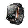 Bearscome Indestructible Outdoor Sports Smartwatch Heart Rate Blood Oxygen Call Reminder Bluetooth Music - Black orange